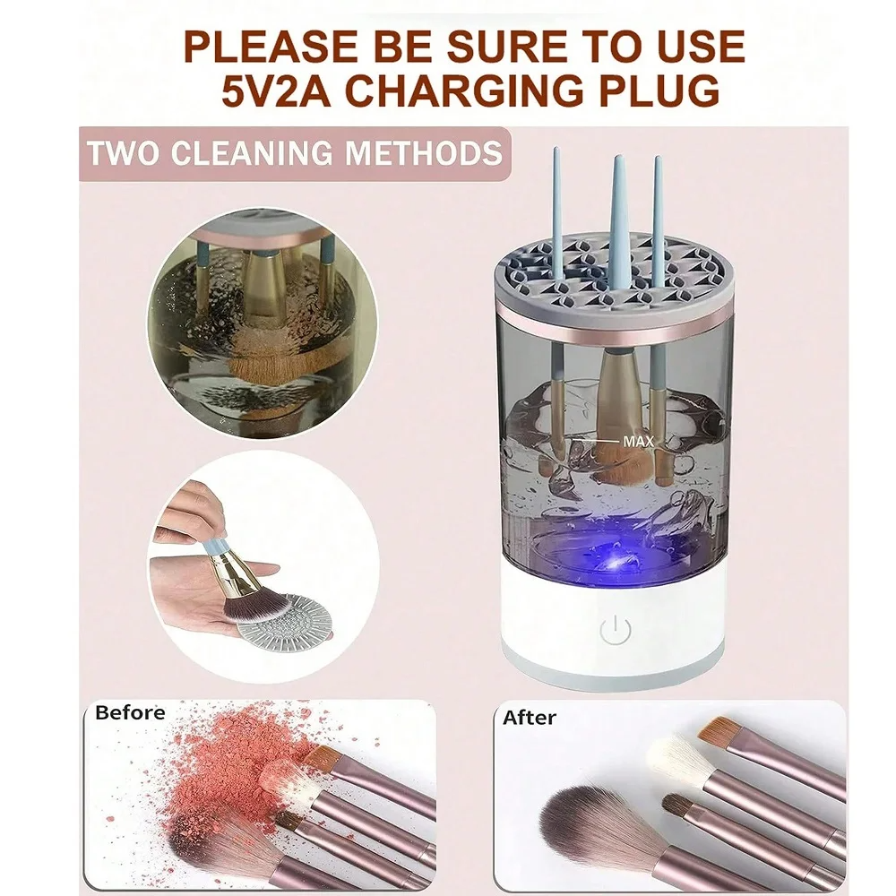 Electric Makeup Brush Cleaner - Wash and Dry Brushes in Seconds