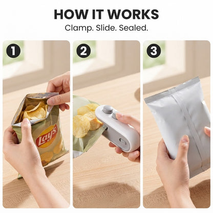 2-in-1 Mini Bag Sealer & Cutter - How it works