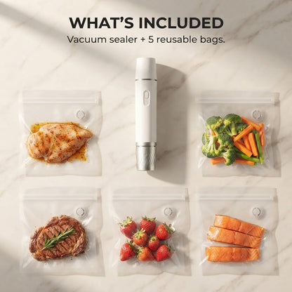 Mini Handheld Vacuum Sealer with 5 Bags - What's included