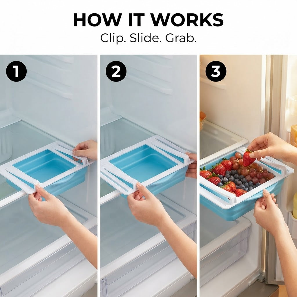 Pull-Out Fridge Organizer Drawer - How it works