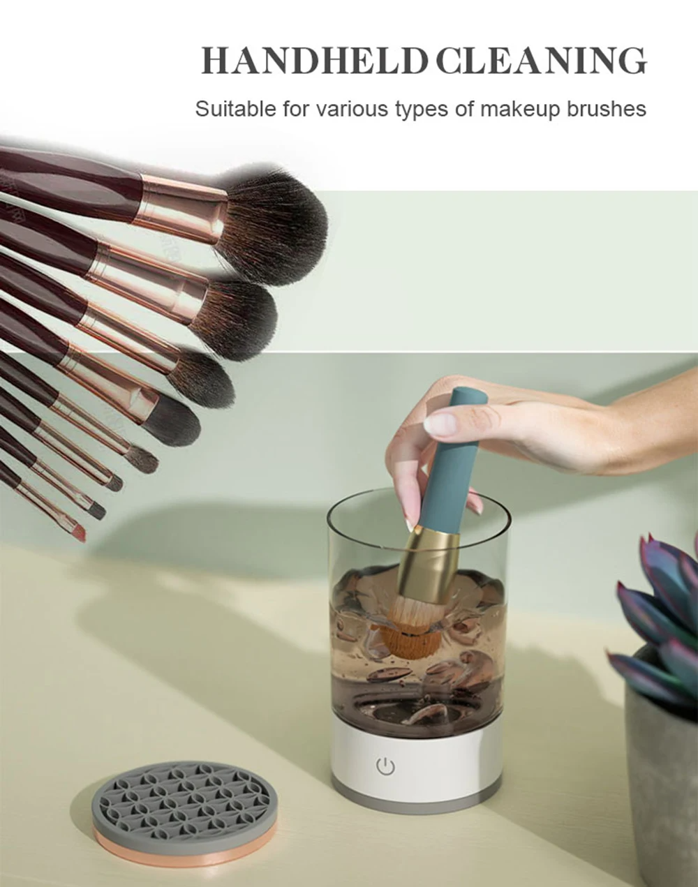 Electric Makeup Brush Cleaner - Wash and Dry Brushes in Seconds