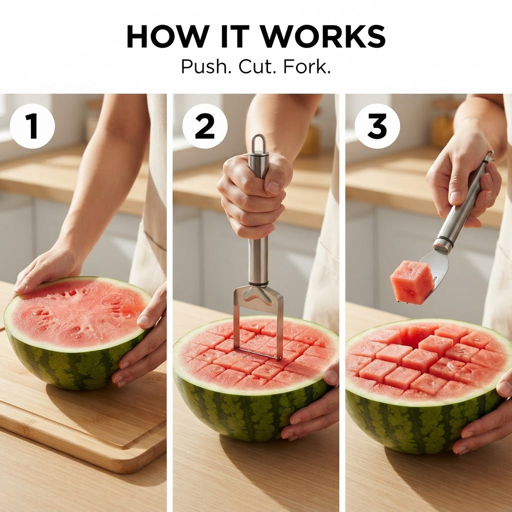 Watermelon Slicer Fork - How it works