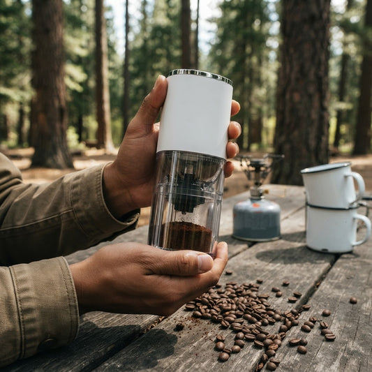 Portable Coffee Grinder in use