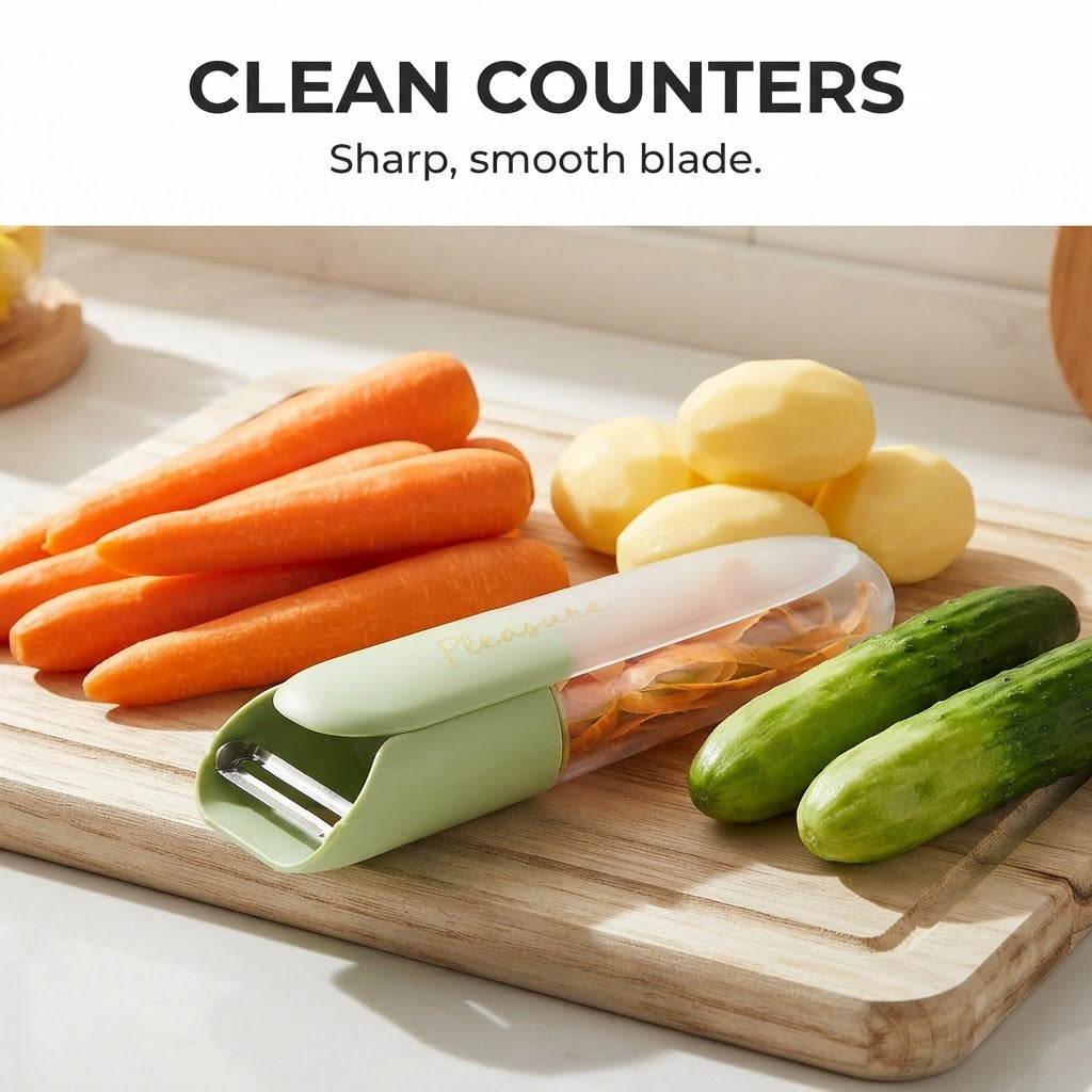 Veggie Peeler with Storage Tube - Clean counters