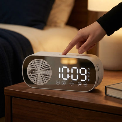 Mirror LED Alarm Clock with Bluetooth Speaker