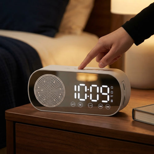 Mirror LED Alarm Clock with Bluetooth Speaker