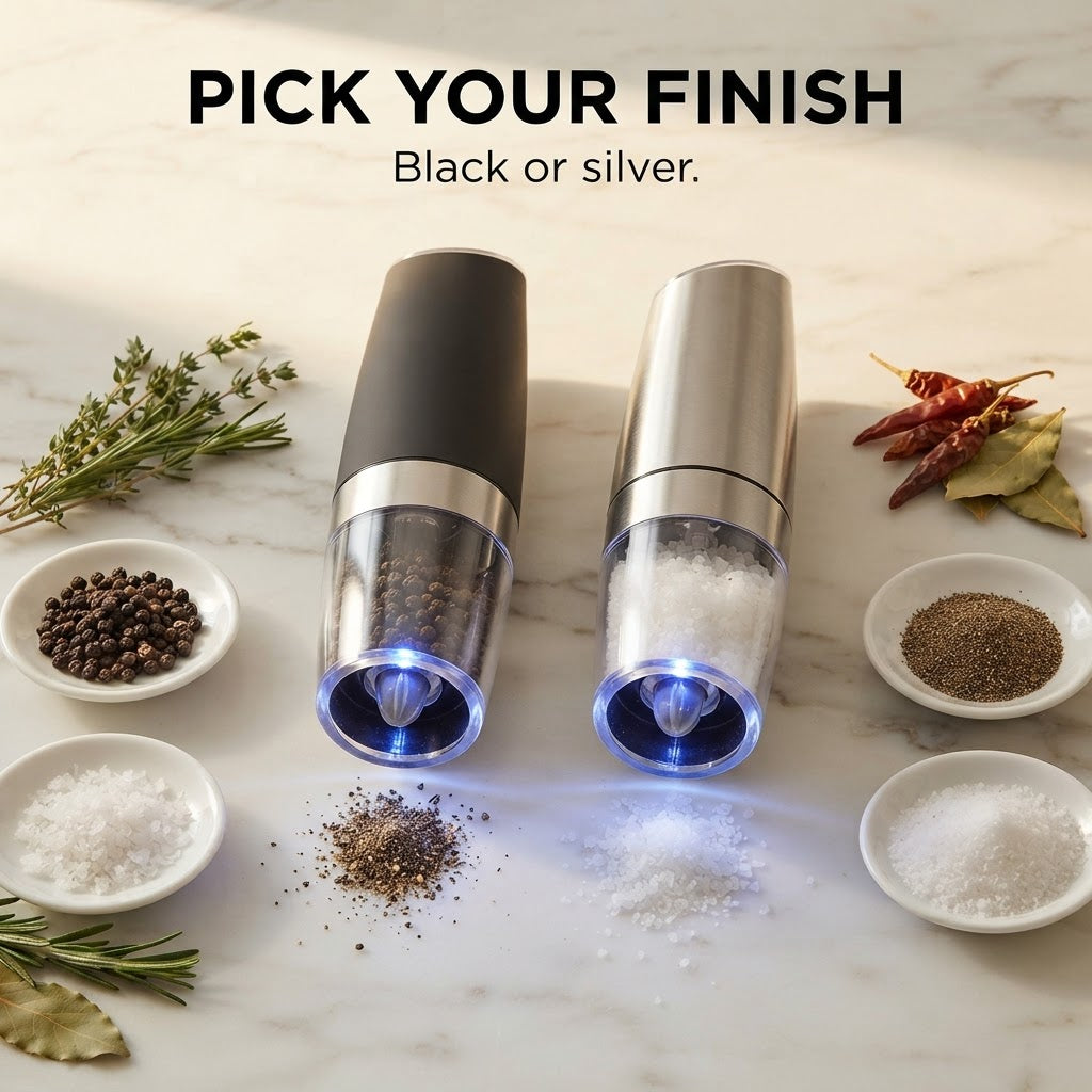 Electric Gravity Pepper Grinder - Pick your finish