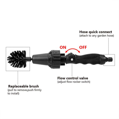 Water-Powered Rotating Wheel Brush