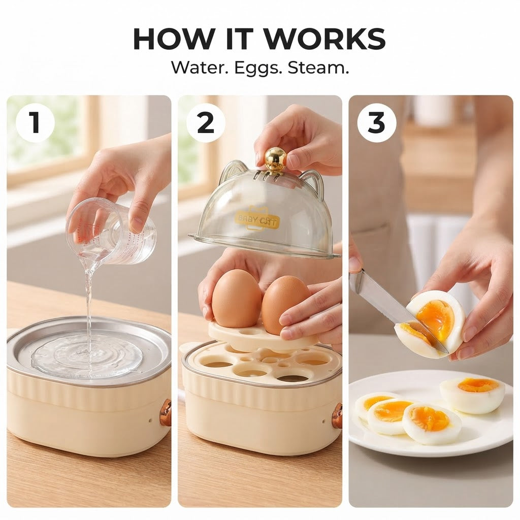 Mini Electric Egg Steamer - How it works