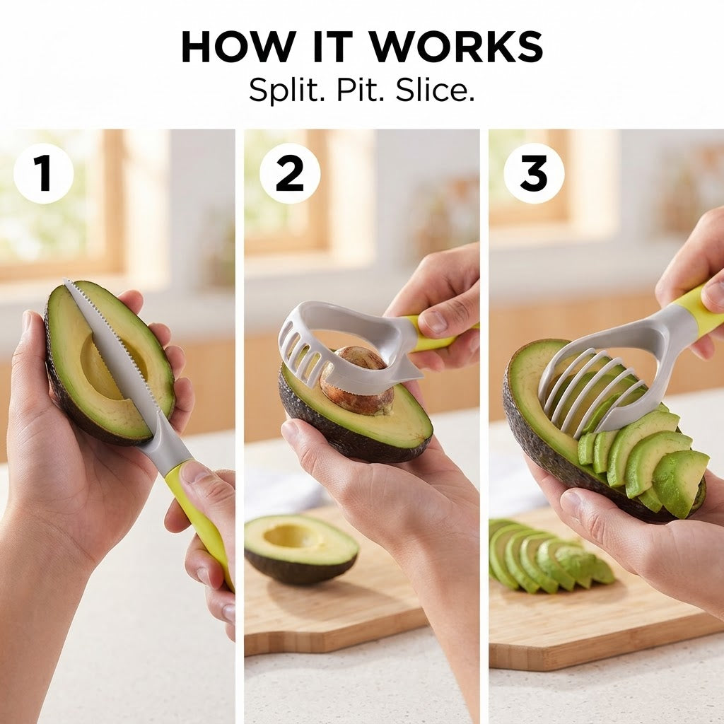 5-in-1 Avocado Slicer Tool - How it works