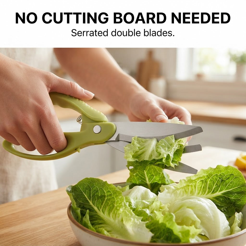Salad Chopper Scissors - No cutting board needed