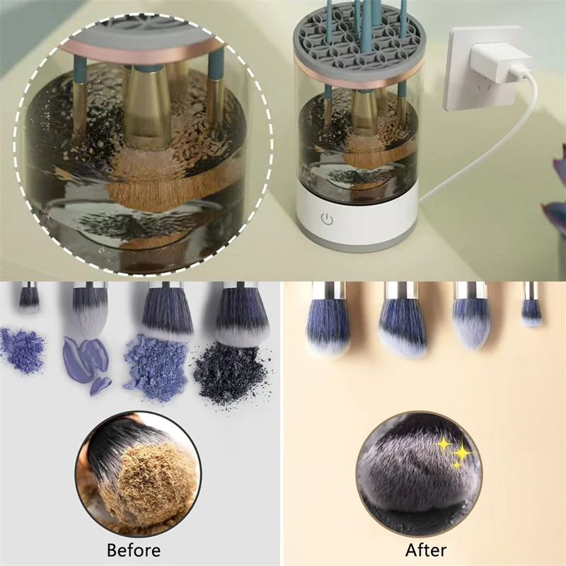 Electric Makeup Brush Cleaner - Wash and Dry Brushes in Seconds