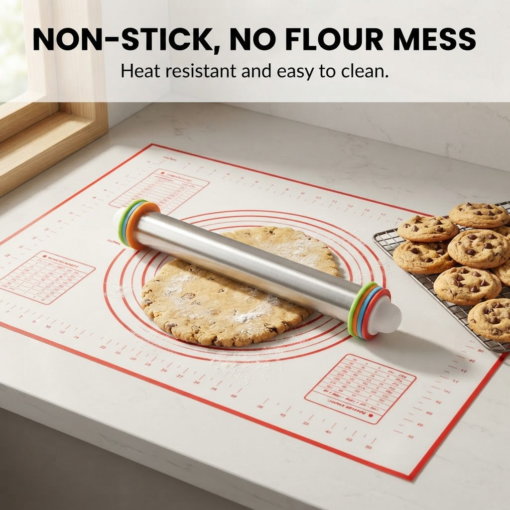 Silicone Baking & Pastry Mat - Non-stick, no flour mess