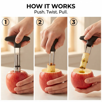 Stainless Steel Apple Corer - How it works