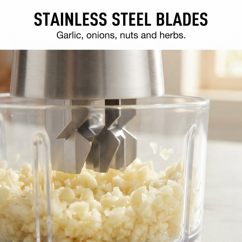 Garlic & Onion Crusher Chopper - Stainless steel blades