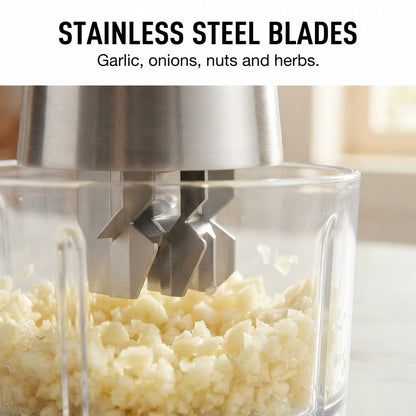 Garlic & Onion Crusher Chopper - Stainless steel blades