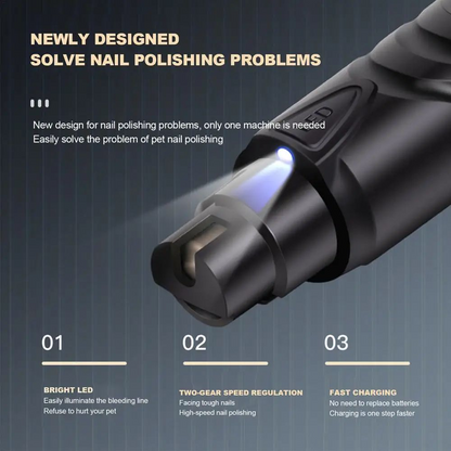 Rechargeable LED Pet Nail Grinder - Quiet 2-Speed