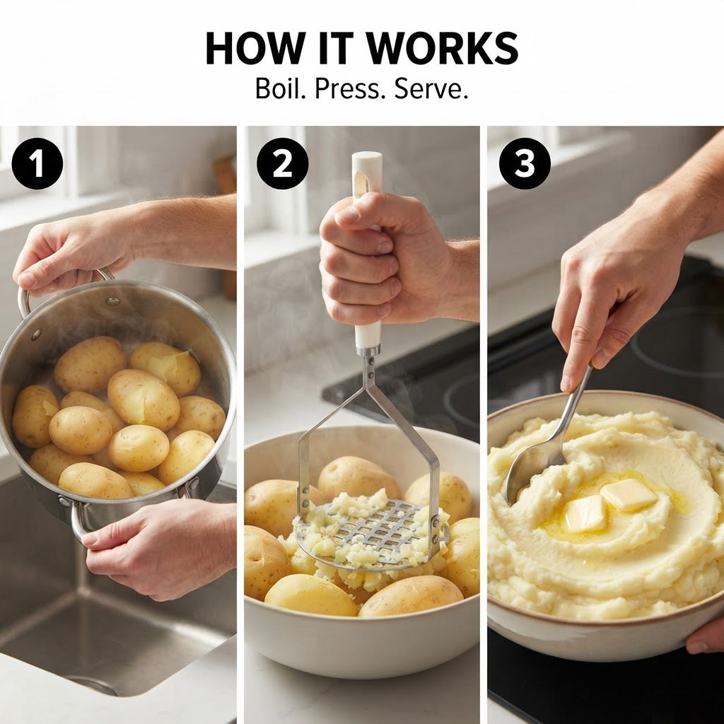 Stainless Steel Potato Masher - How it works