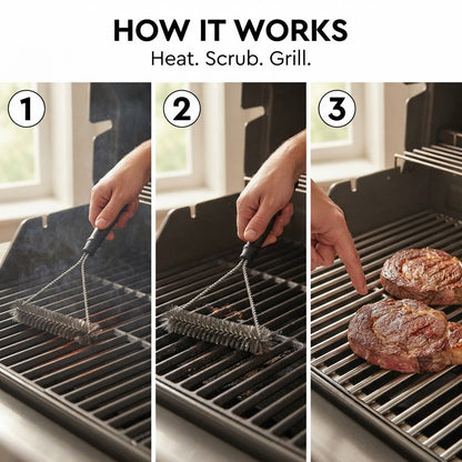 Stainless Steel Grill Brush - How it works