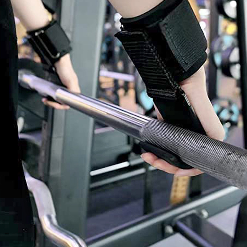 Weight Lifting Hooks with Padded Wrist Wraps (Pair)