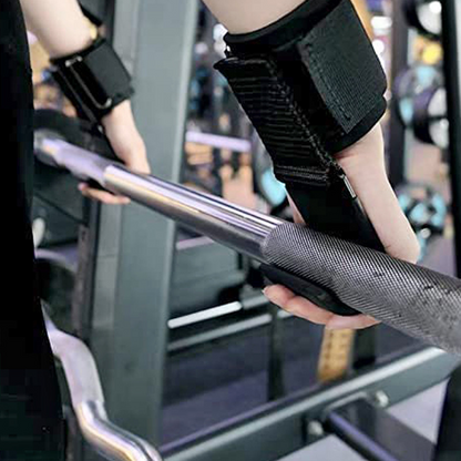 Weight Lifting Hooks with Padded Wrist Wraps (Pair)