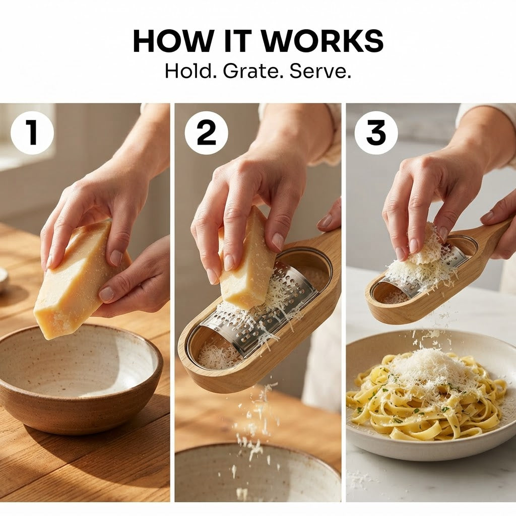 Handheld Cheese Grater - How it works