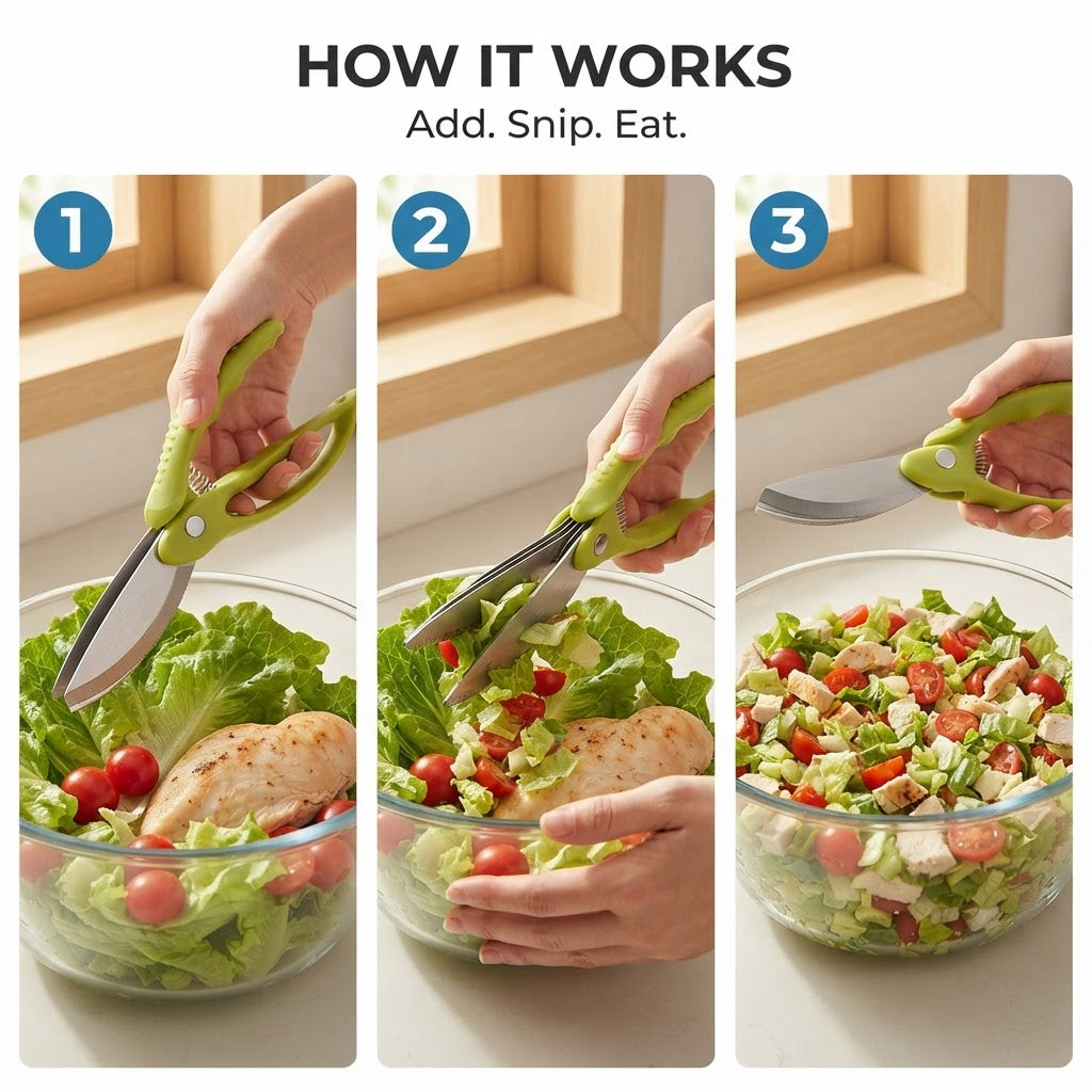 Salad Chopper Scissors - How it works