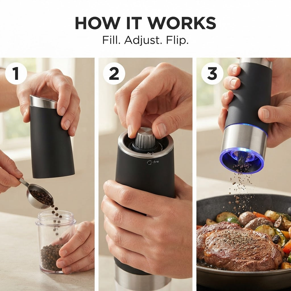 Electric Gravity Pepper Grinder - How it works