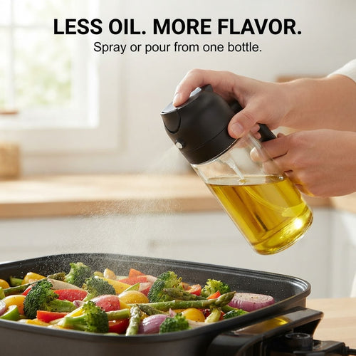 2-in-1 Glass Oil Dispenser & Sprayer - Less oil. more flavor.