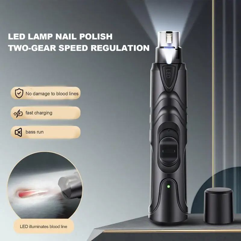 Rechargeable LED Pet Nail Grinder - Quiet 2-Speed