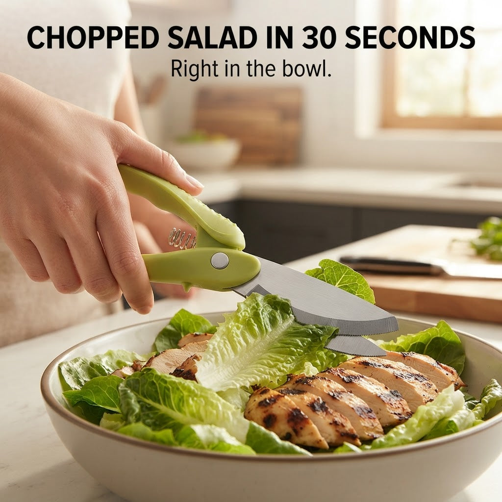 Salad Chopper Scissors - Chopped salad in 30 seconds