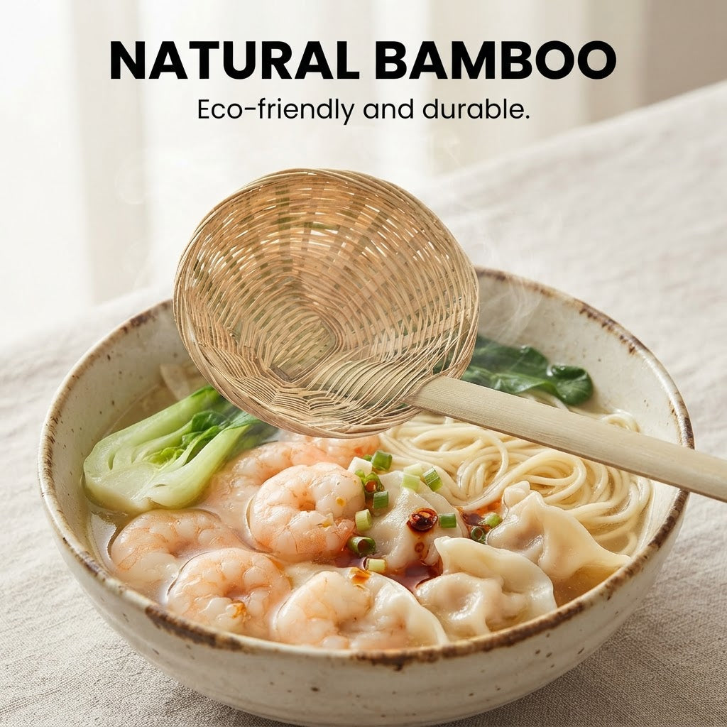 Pasta Strainer Spoon - Natural bamboo