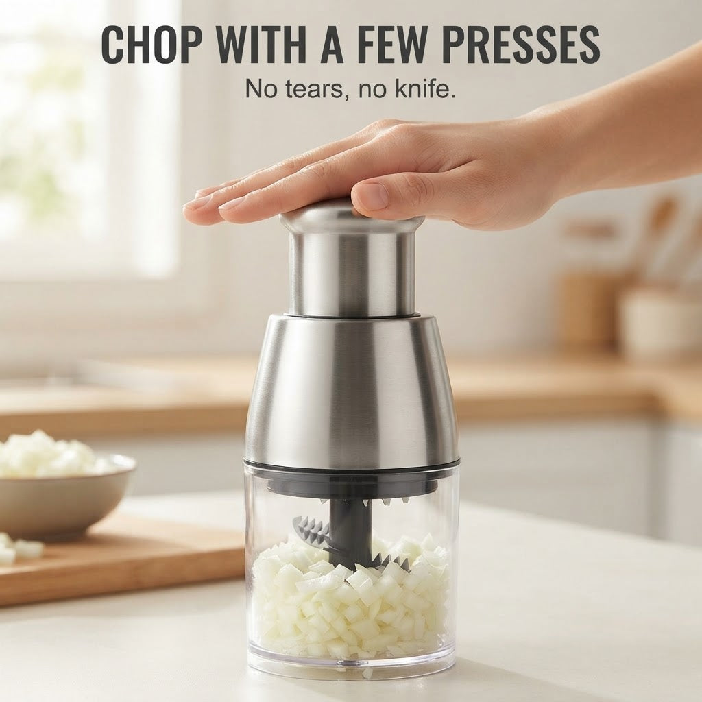 Garlic & Onion Crusher Chopper - Chop with a few presses