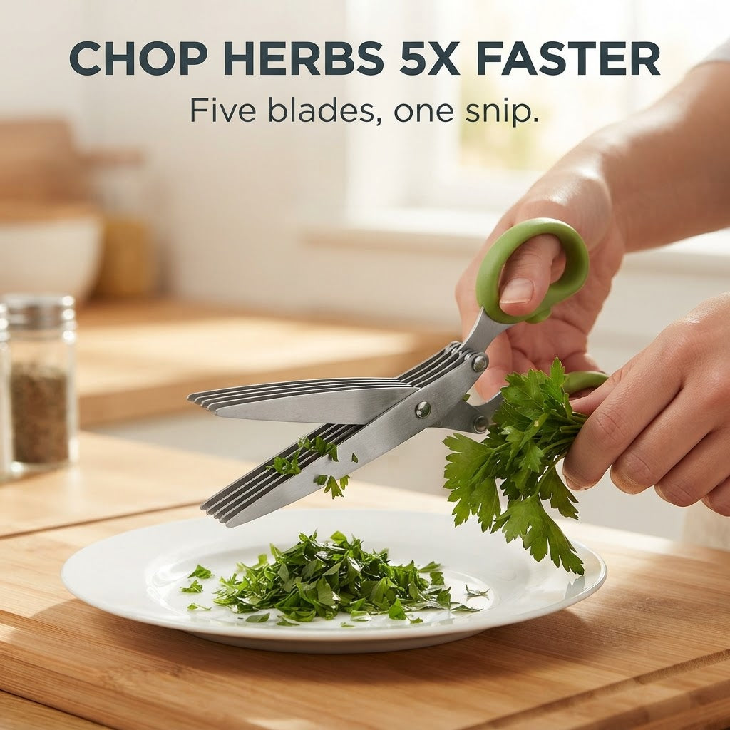 5-Blade Herb Scissors - Chop herbs 5x faster