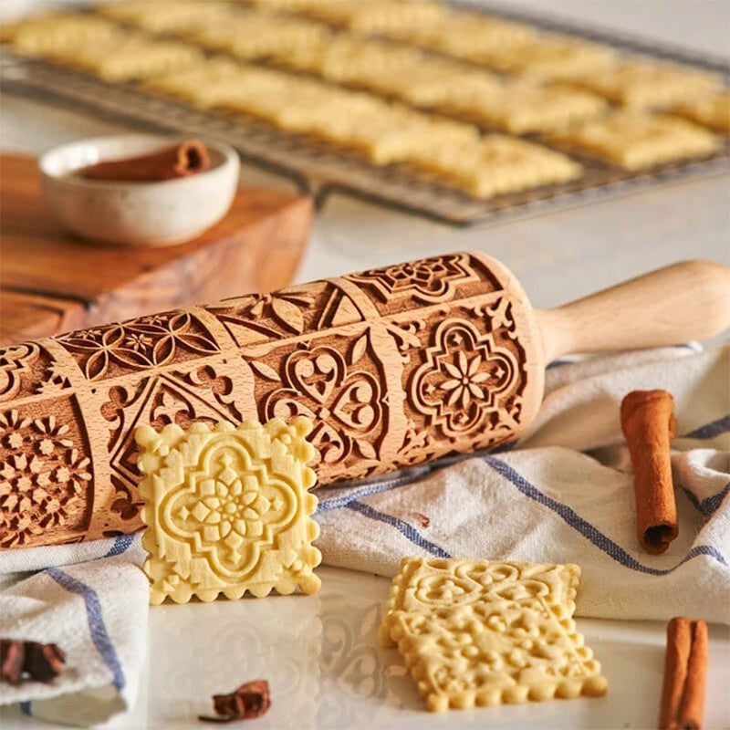 Embossed Wooden Rolling Pin