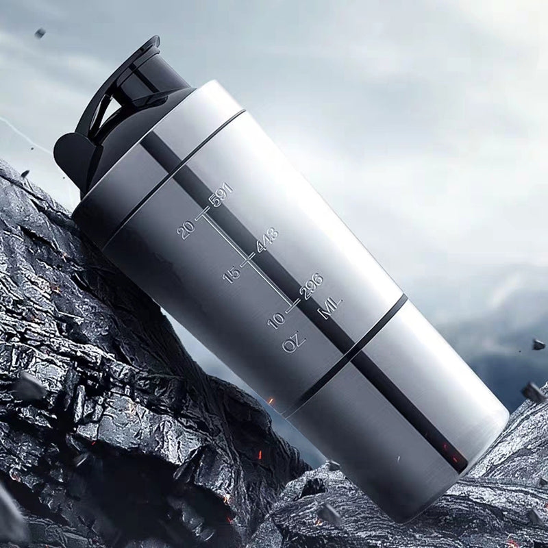 Stainless Steel Protein Shaker with Storage Cup