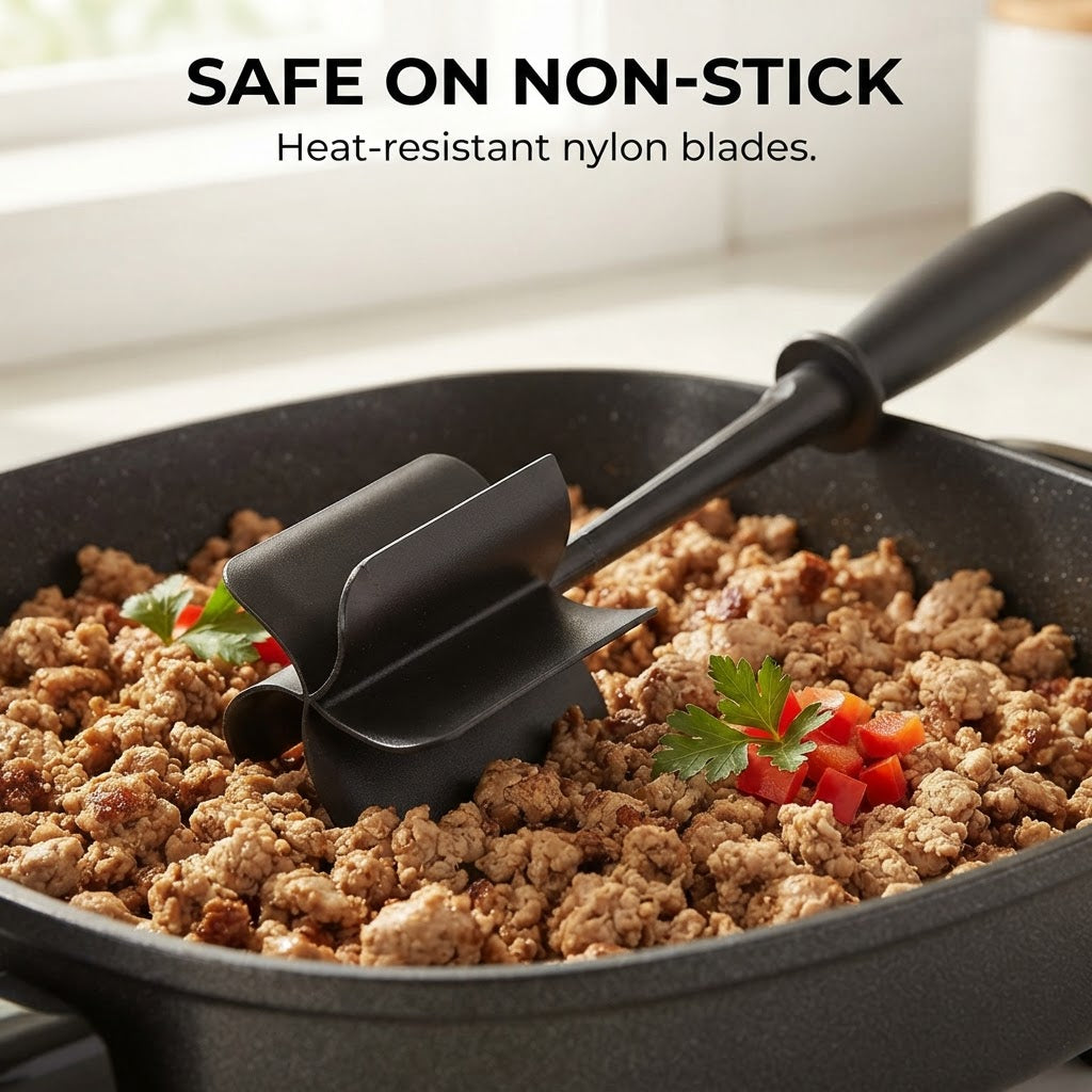 Ground Meat Chopper & Masher - Safe on non-stick