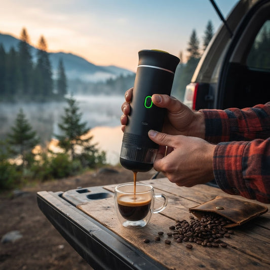 Portable Espresso Maker in use