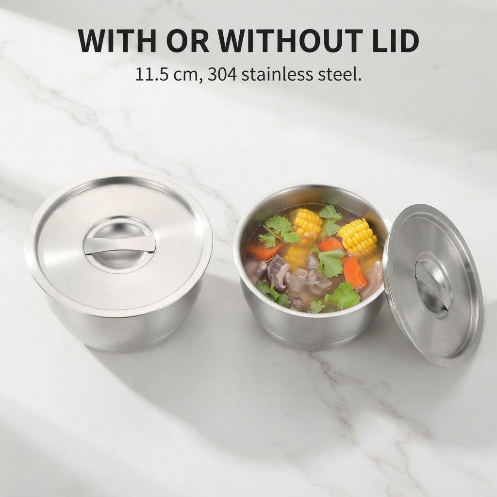 Stainless Steel Steaming Bowl - With or without lid